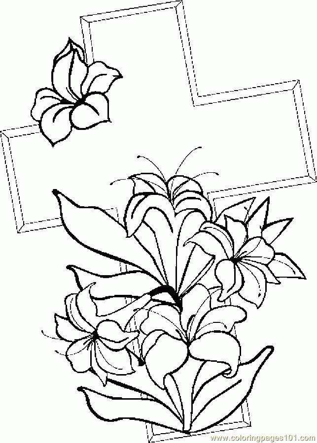 Coloring Pages Cross  Lilies 1 (Entertainment  Holidays)| free printable