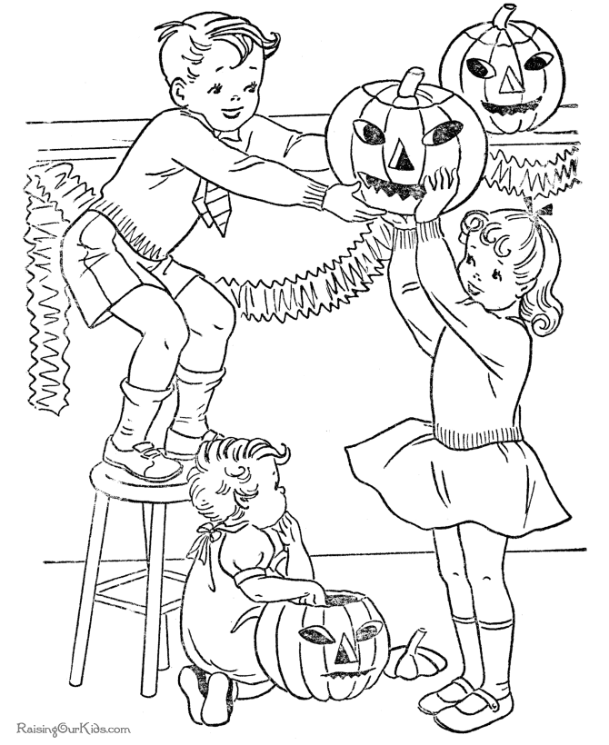 Kid Halloween pumpkin coloring pages