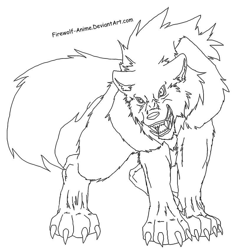 Anime Wolf Coloring Page | Free Printable Coloring Pages