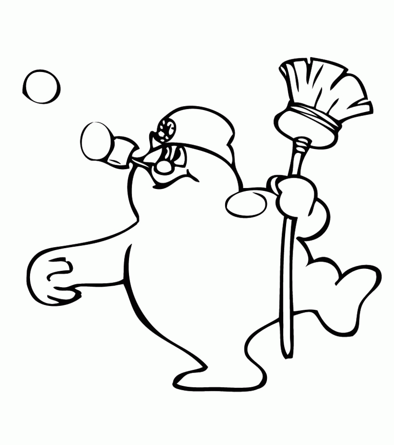 Frosty The Snowman Enjoying A Winter Coloring Pages - Winter