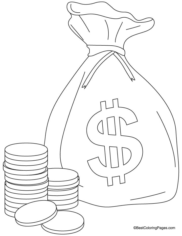 A bag of coins coloring pages | Download Free A bag of coins