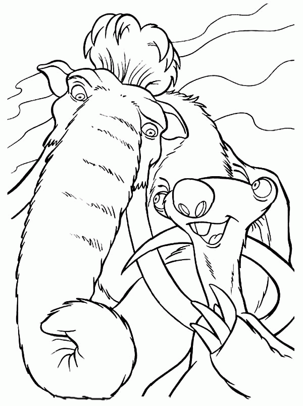 The Animals of the Ice Age Ellie Hug Eddie and Crash Coloring