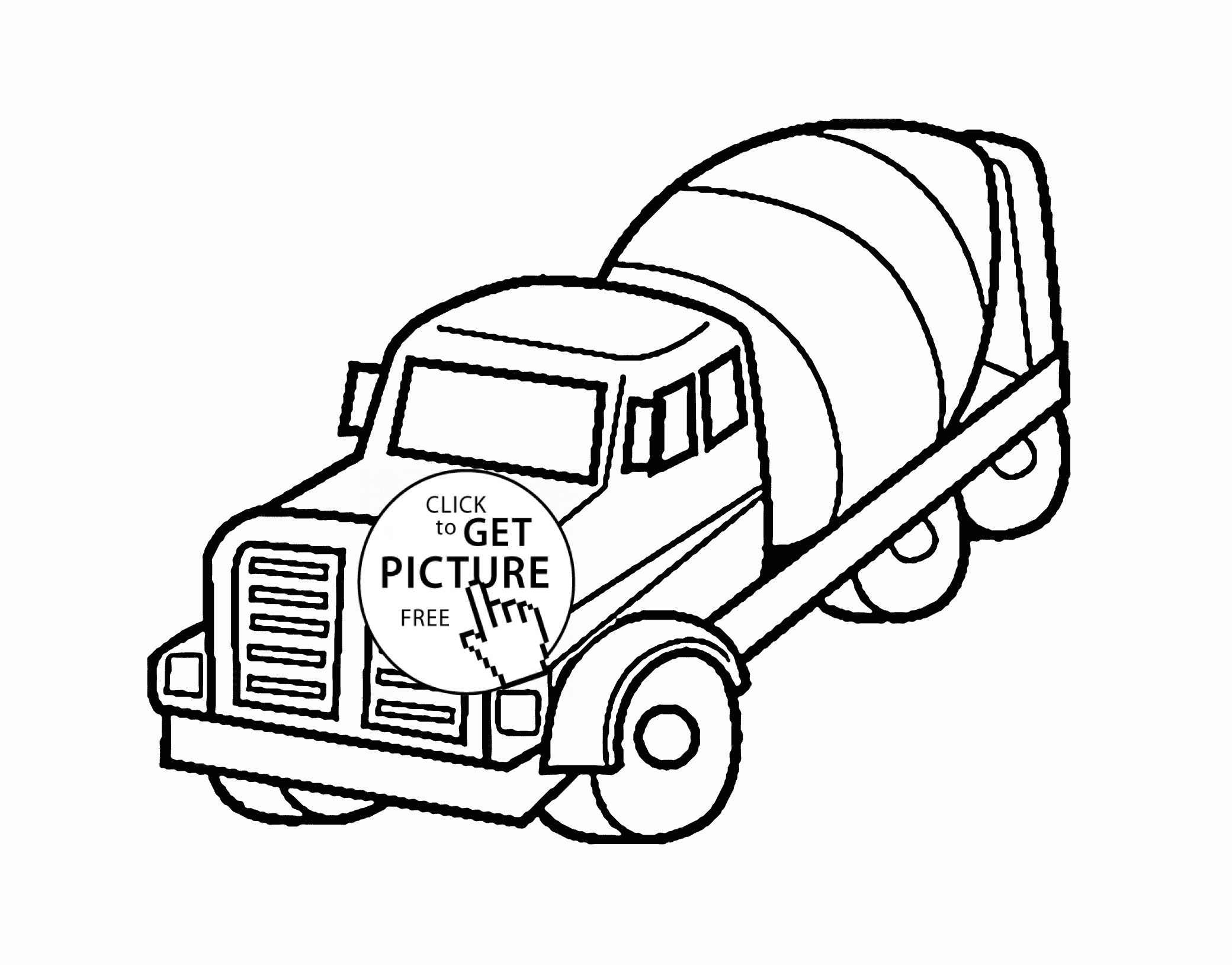 Cement Mixer Truck coloring page for kids, transportation coloring