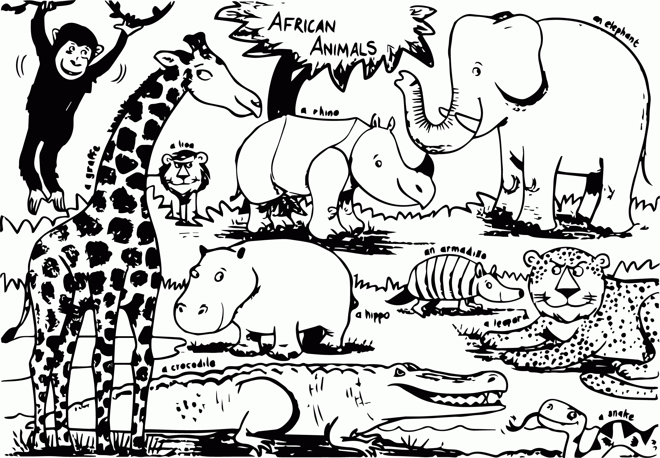 Африканские звери раскраска