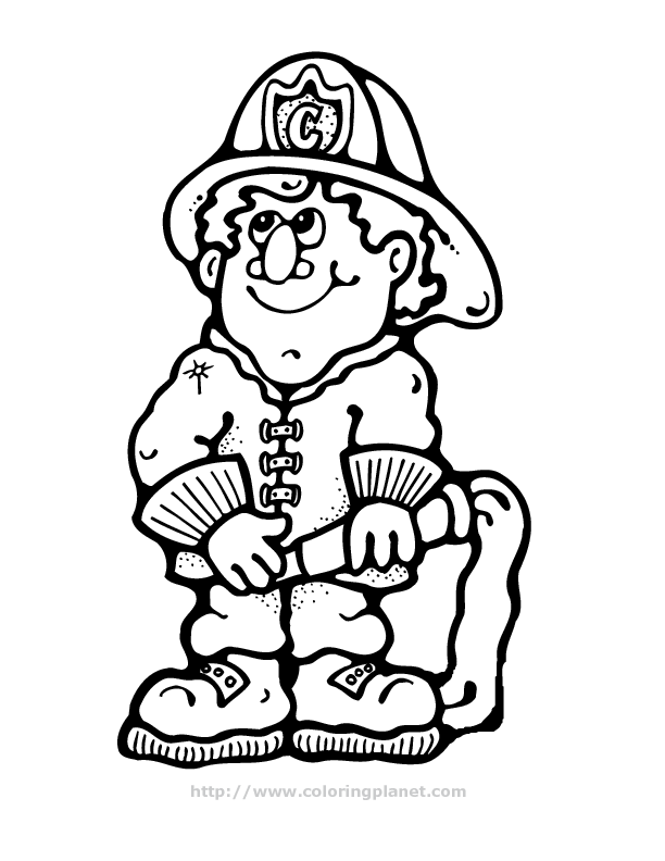 cartoon fireman | printable coloring in pages for kids 