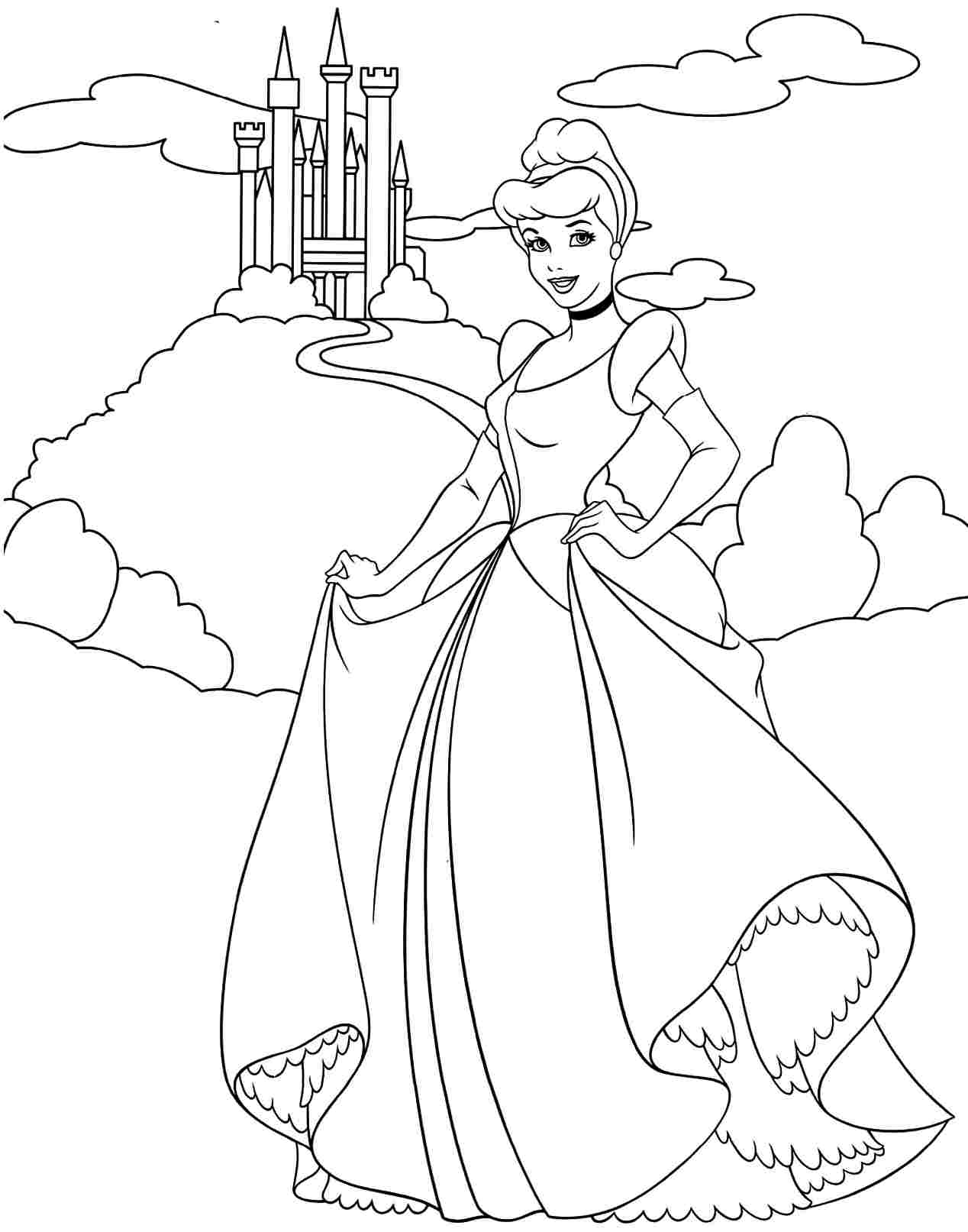 princess colouring pages cinderella - Clip Art Library