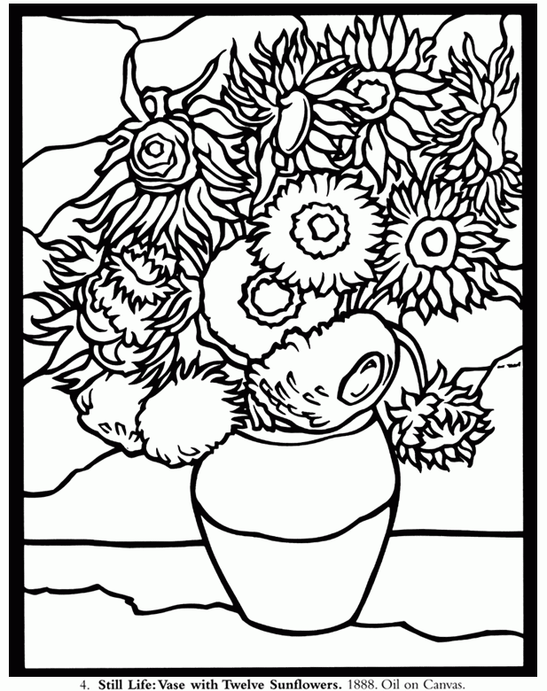 sunflower coloring page van gogh