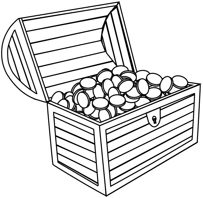 Treasure Chest with Coins Coloring Page