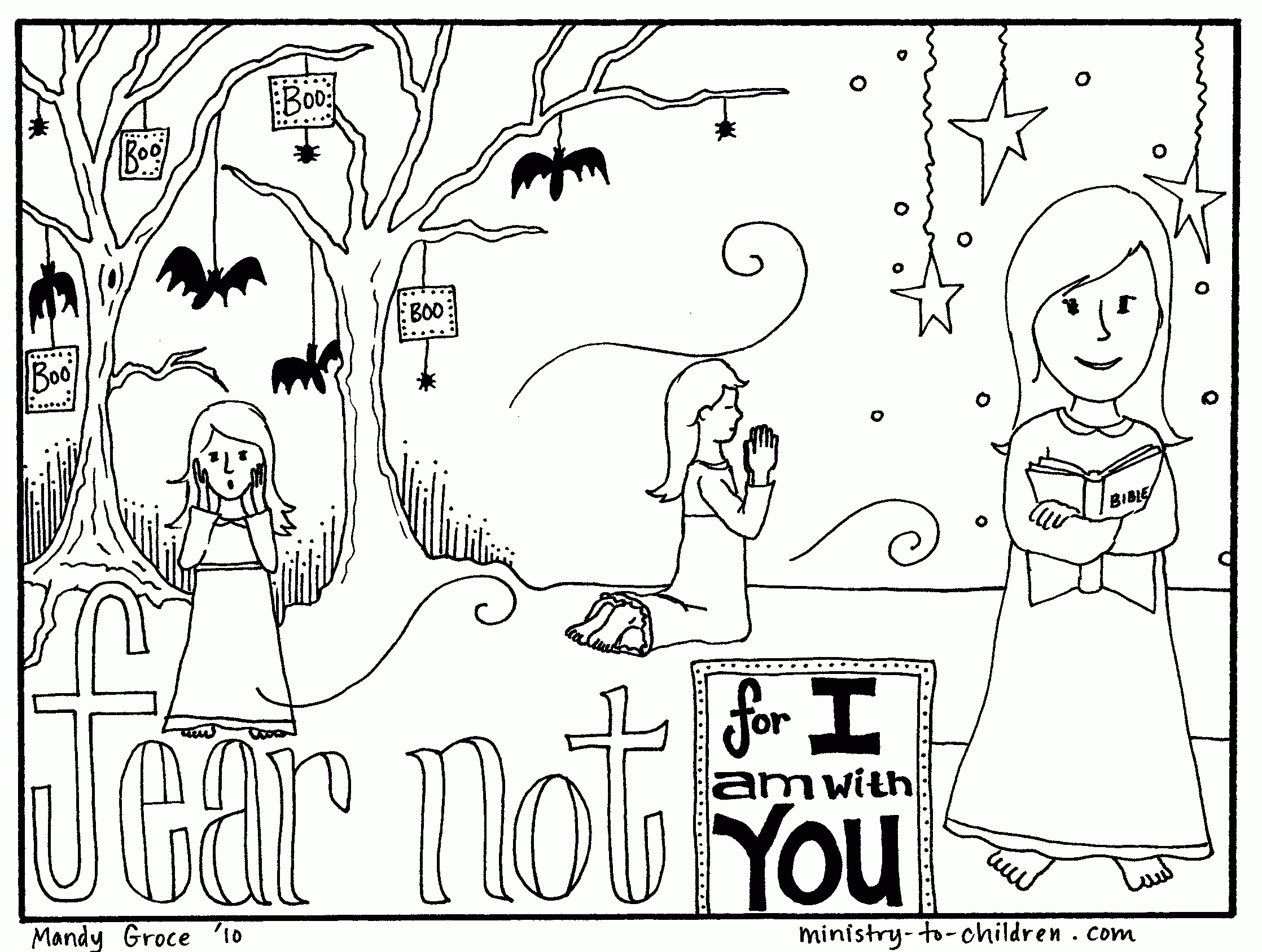 Halloween Coloring Pages: Do Not Fear Bible Verse