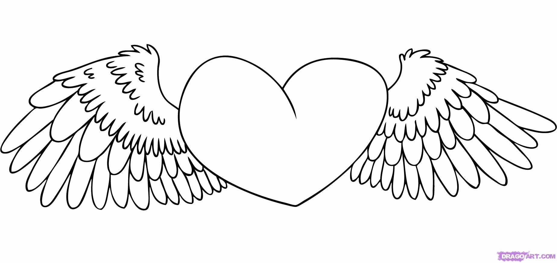 hearts with wings coloring pages 