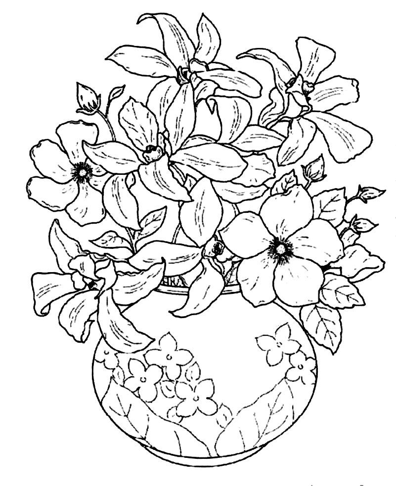 Free Vase And Flowers Coloring Page, Download Free Vase And Flowers