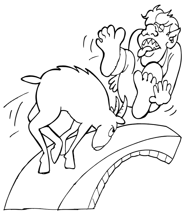 Billy Goats Gruff Coloring Page | Big Billy Goat  Troll