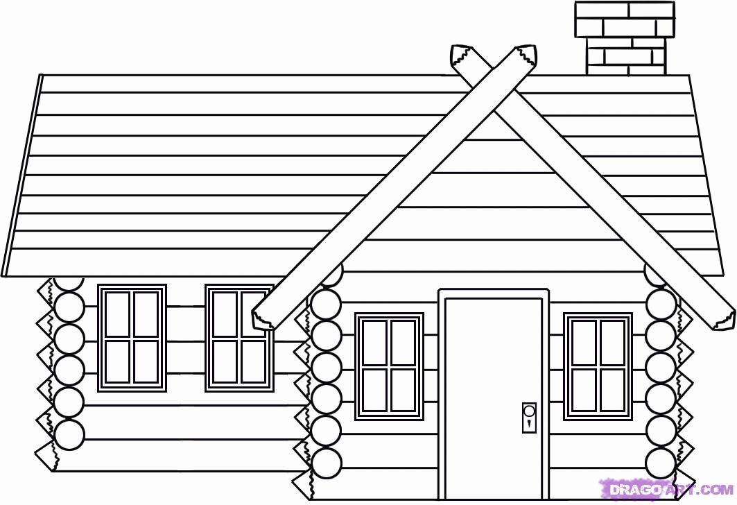 Log Cabin Coloring Page