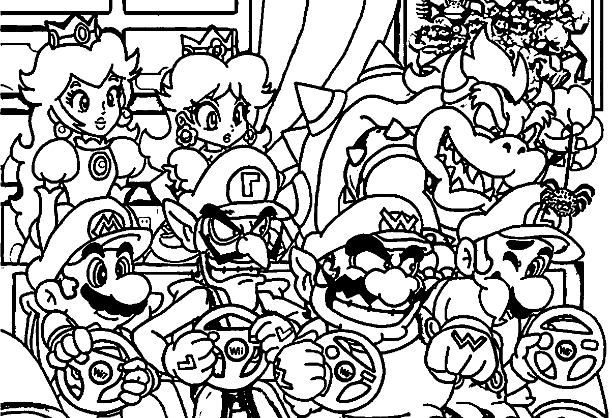 Mario Kart Wii Boys Time Super Mario Bros Coloring Page