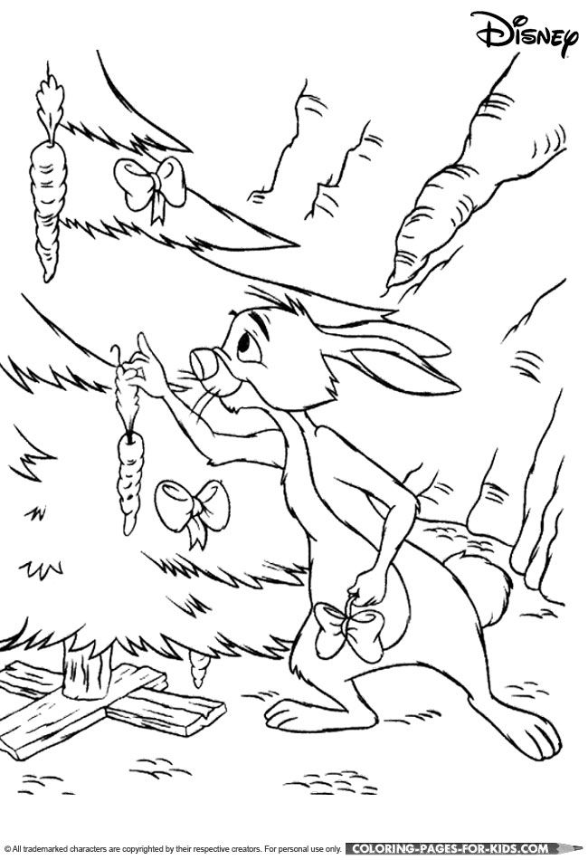 Disney Christmas Coloring Page - Winnie the Pooh Rabbit Christmas