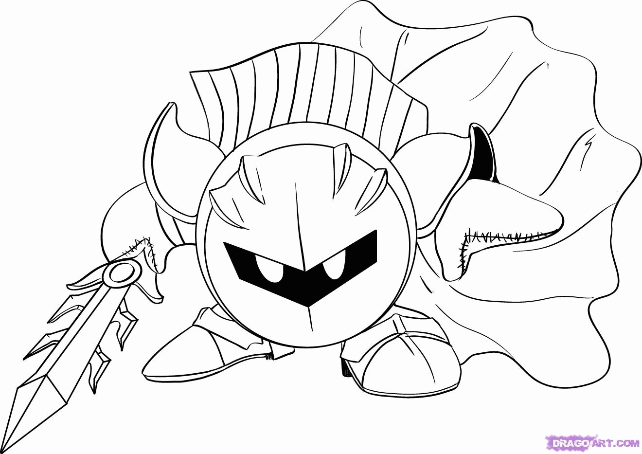 Free Kirby Coloring Pages Meta Knight, Download Free Kirby Coloring