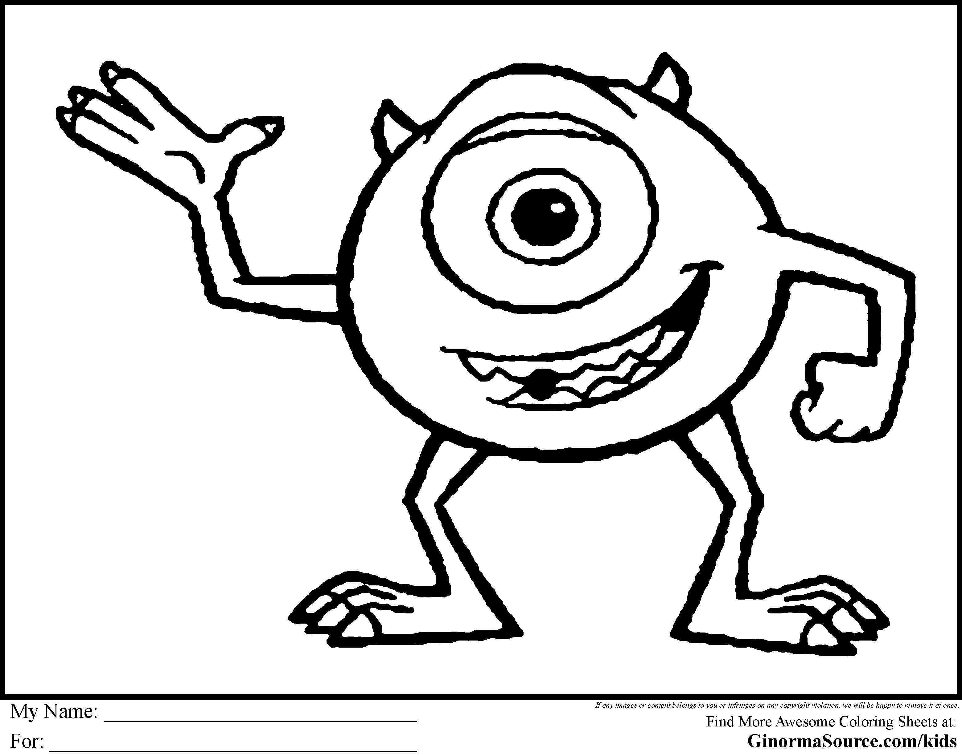 printable coloring pages monsters inc   Clip Art Library