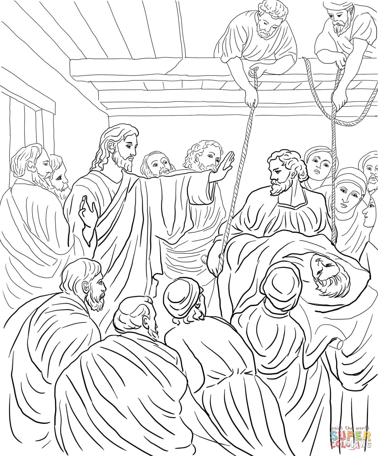 Jesus Heals the Paralyzed Man coloring page | Free Printable