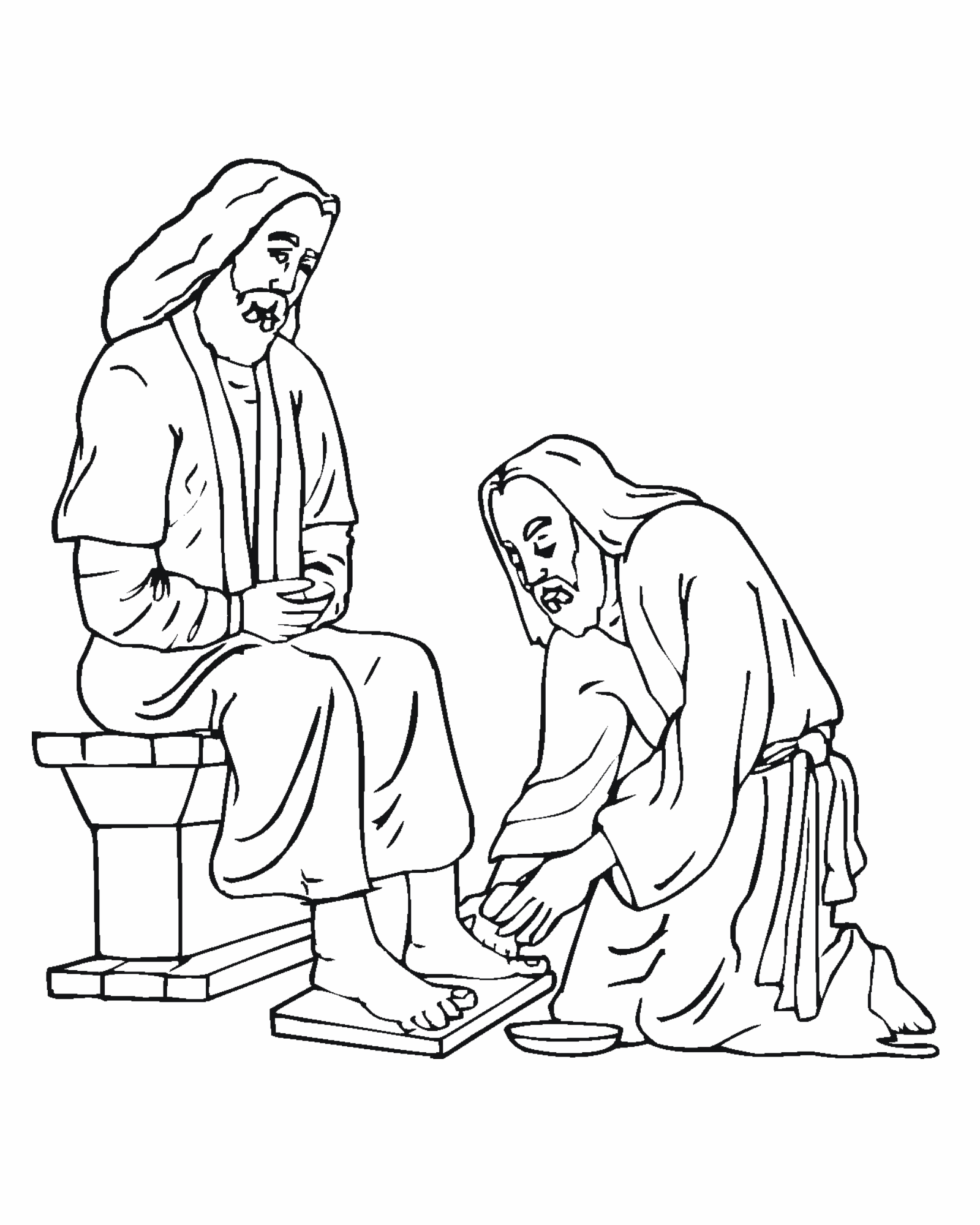 283 Animal Mary Washes Jesus Feet Coloring Page for Kindergarten