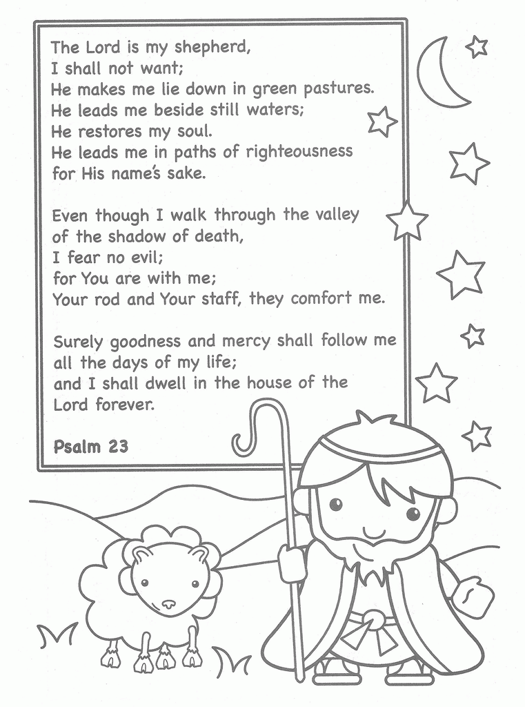 Free Clipart 23rd Psalm Verse 1 Coloring Pages ErturonZunige