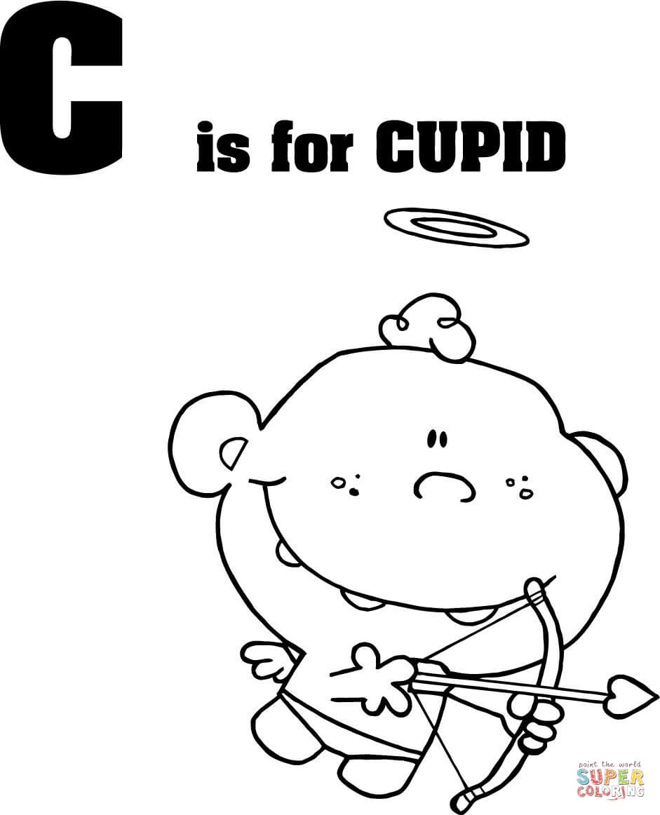 Letter C is for Cupid coloring page | Free Printable Coloring Pages