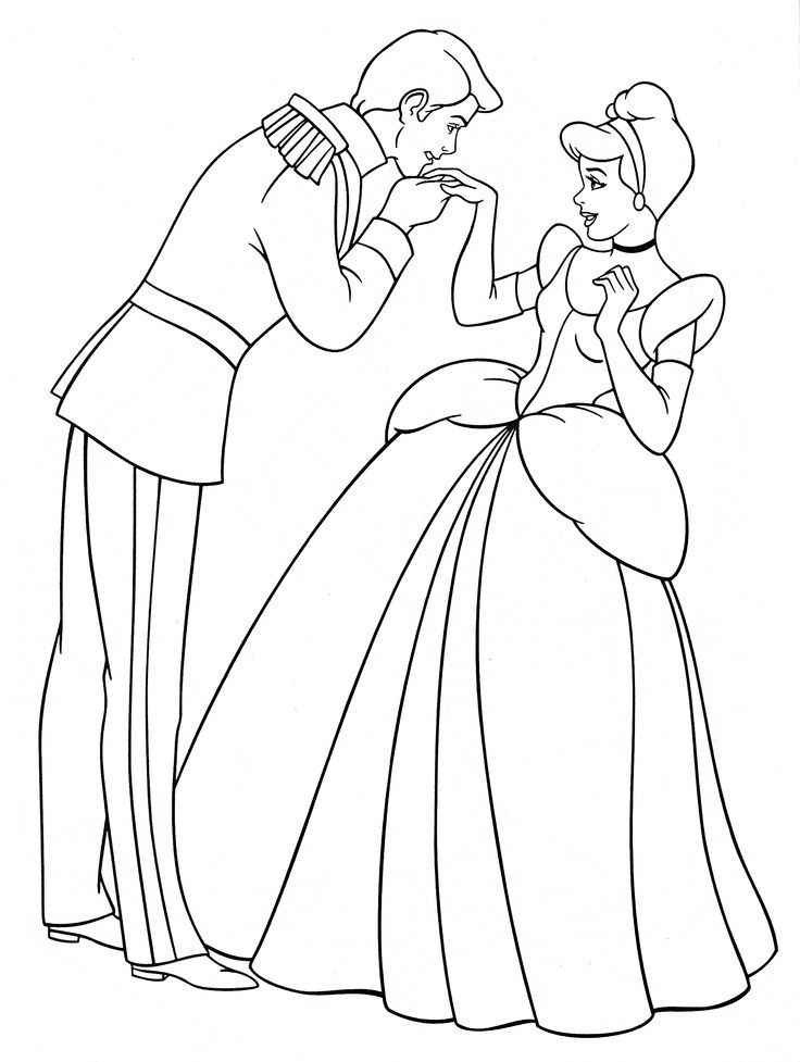 Walt Disney Coloring Pages - Prince Charming  Princess Cinderella