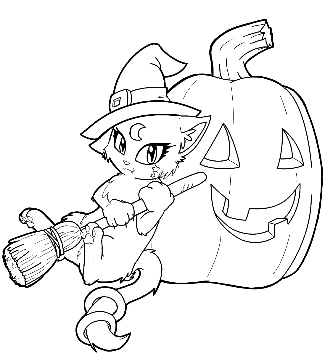 halloween pumpkin and cat coloring pages - Clip Art Library