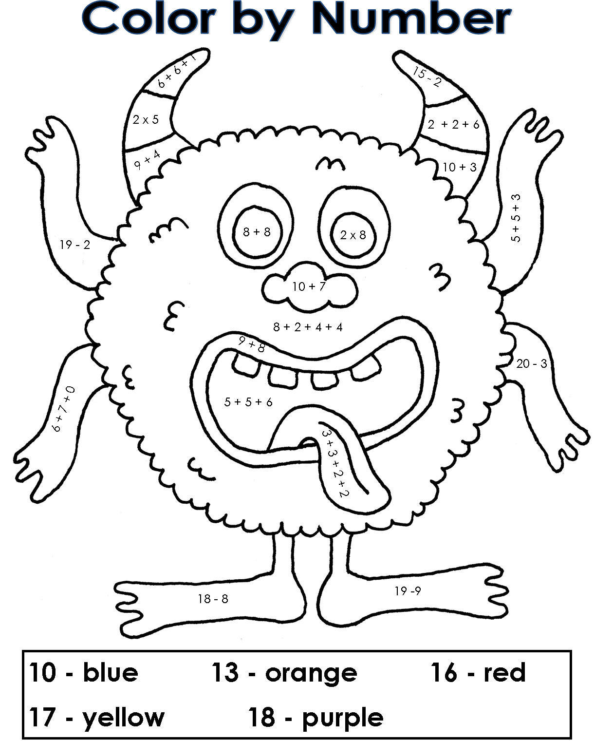 monster body parts coloring - Clip Art Library