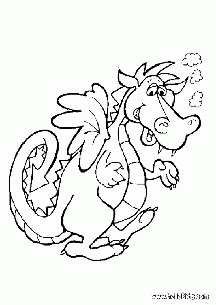 DRAGON coloring pages - Dragon and knight