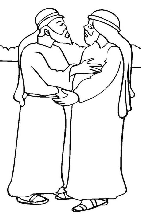 jacob and esau meet after years coloring page by yokdon