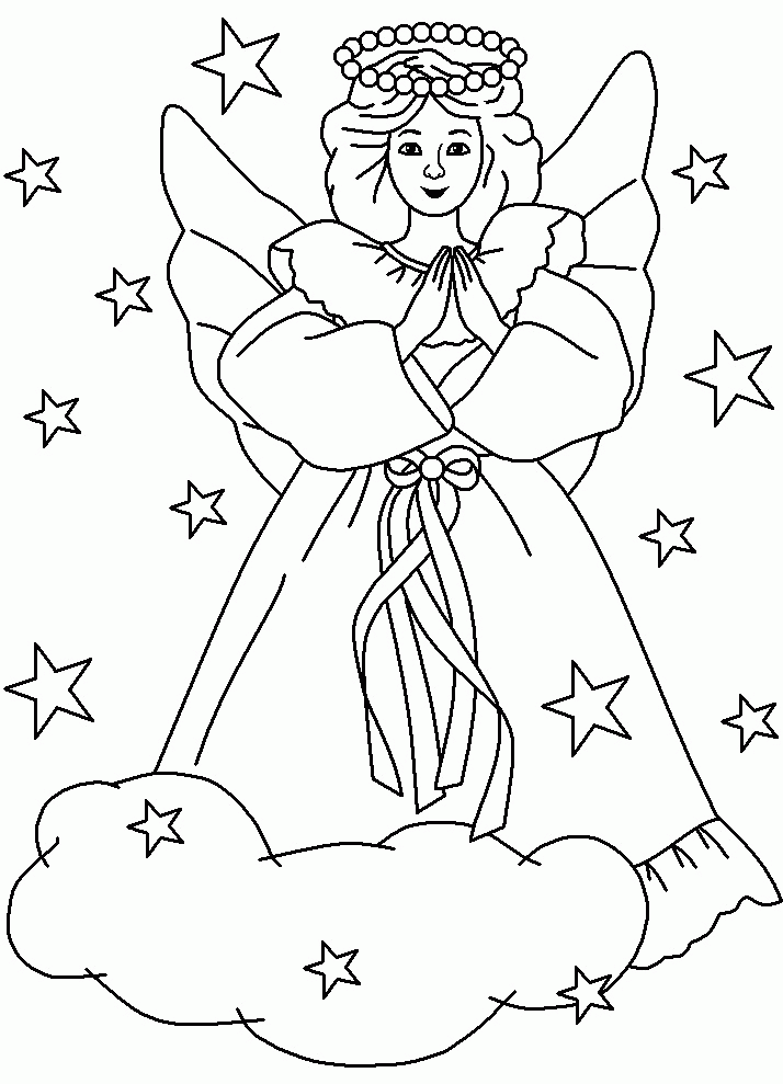 Free Christmas Angels Coloring Page, Download Free Christmas Angels