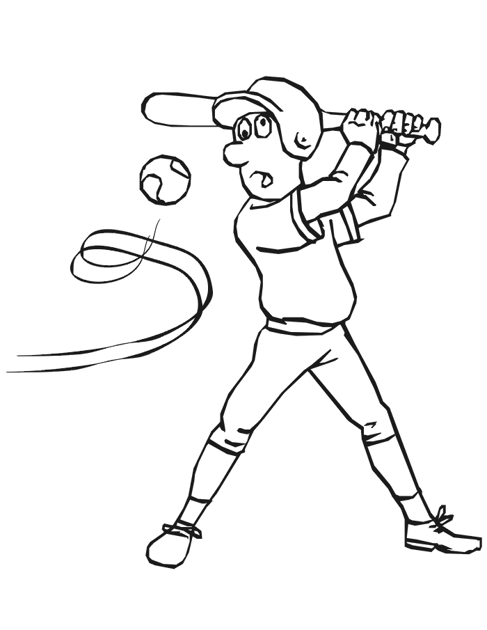 Printable Baseball Batter Coloring Page | Confused About Pitch