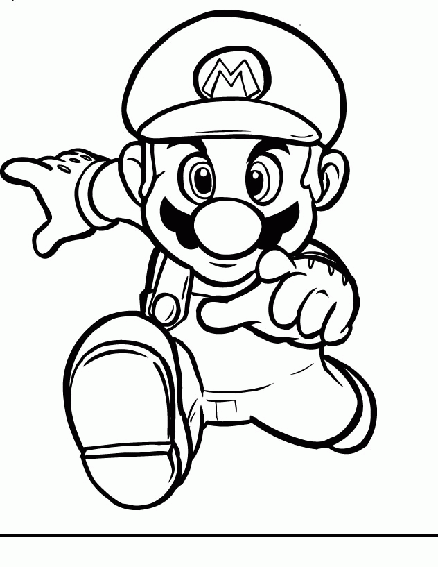 Mario Coloring pages - Black and white super Mario drawings