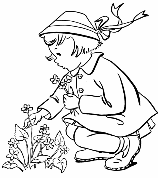 bluebonkers girl coloring pages picking flowers