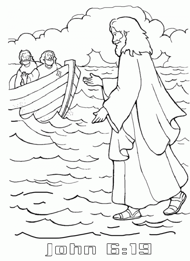 Jesus Walking On Water Coloring Page Coloring Pages Hello Kitty