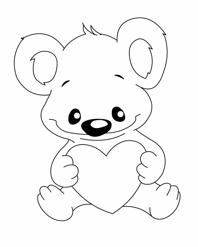 Koala bear and heart | Free Printable Coloring Pages