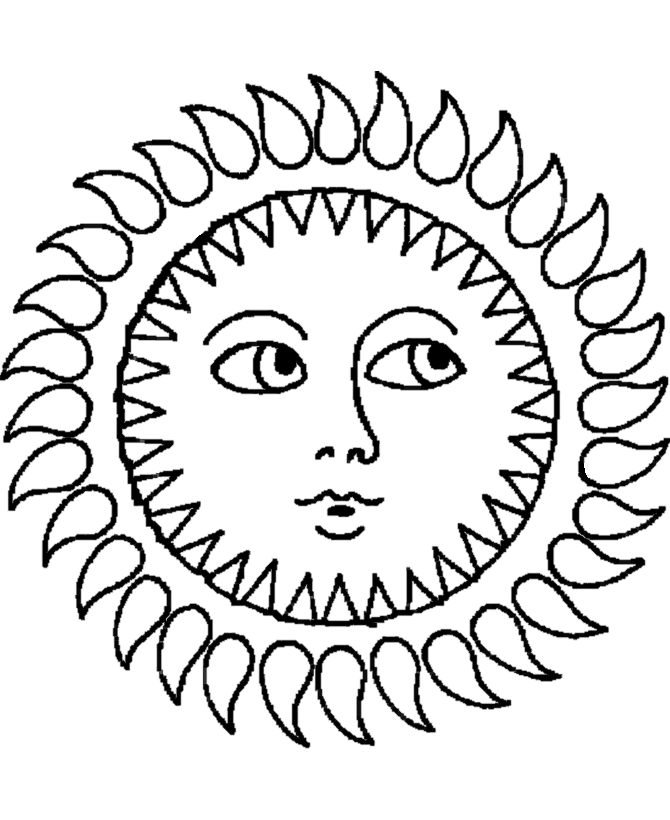 Summer Coloring - Summer Sun Face Coloring Page 