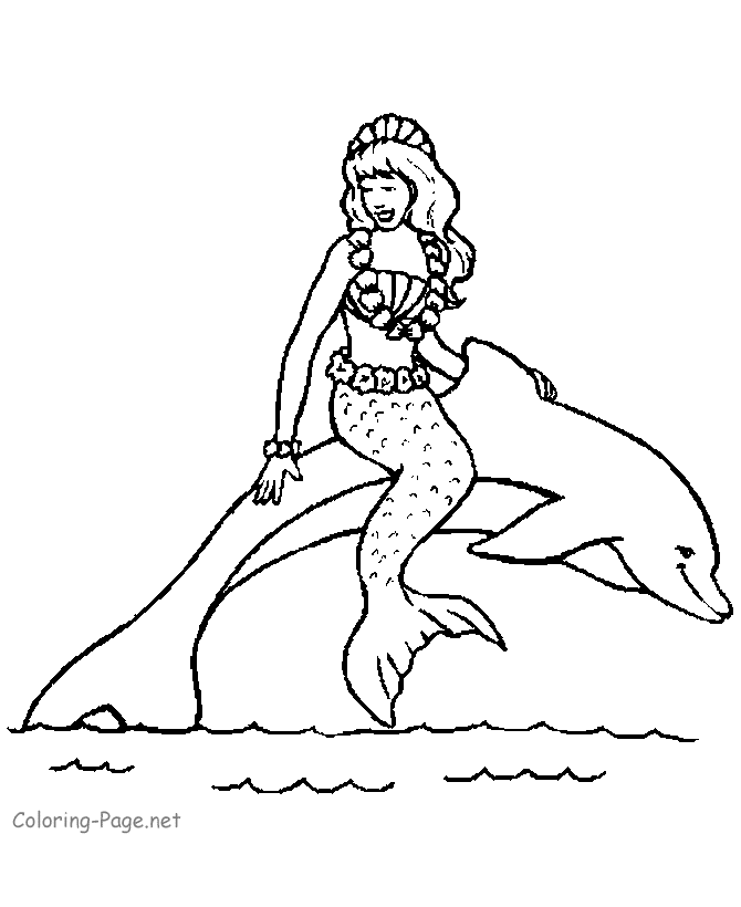 Coloring Pages Of Mermaids And Dolphins