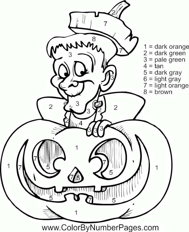 halloween color by number Colouring Pages