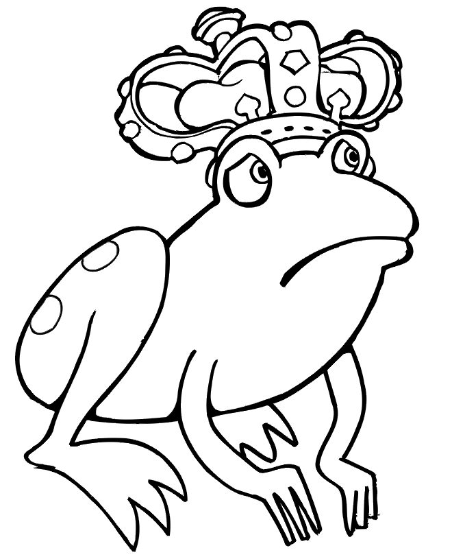 Frog Coloring Page | Worried Frog Wearing A Crown