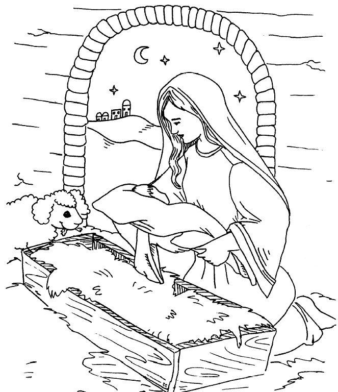Mary With Baby Jesus Coloring Page |christmas| Coloring Pages Kids