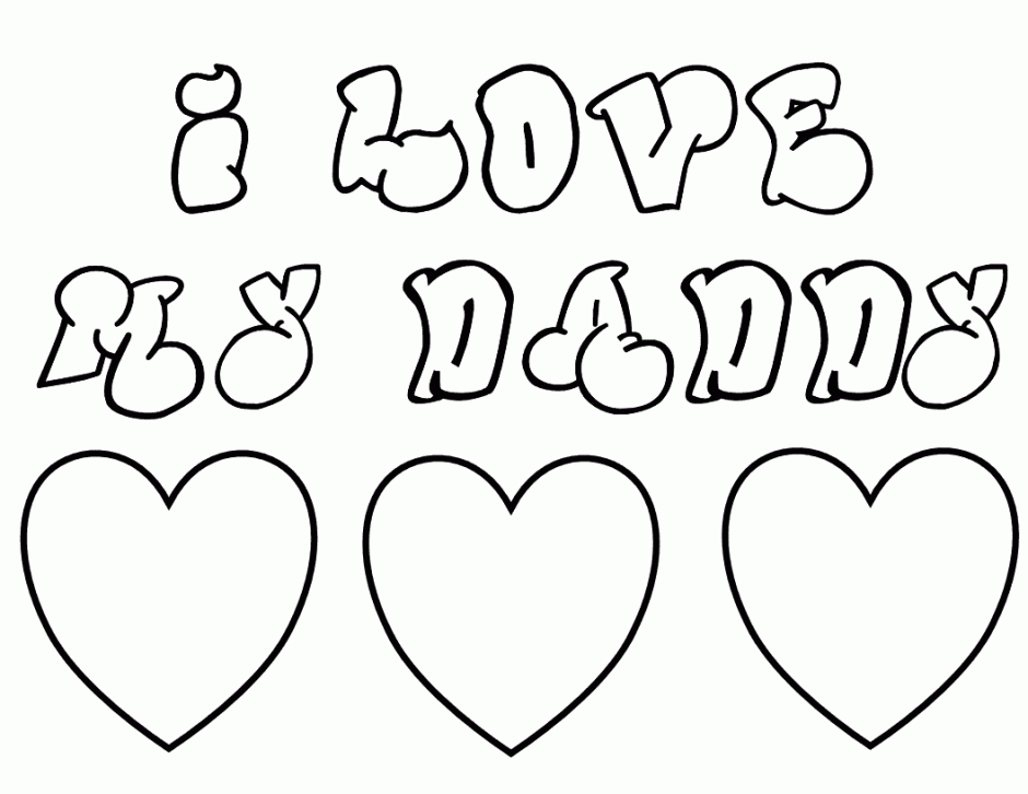 I Love My Dad Father 39 S Day Coloring Pages Of Hearts Free