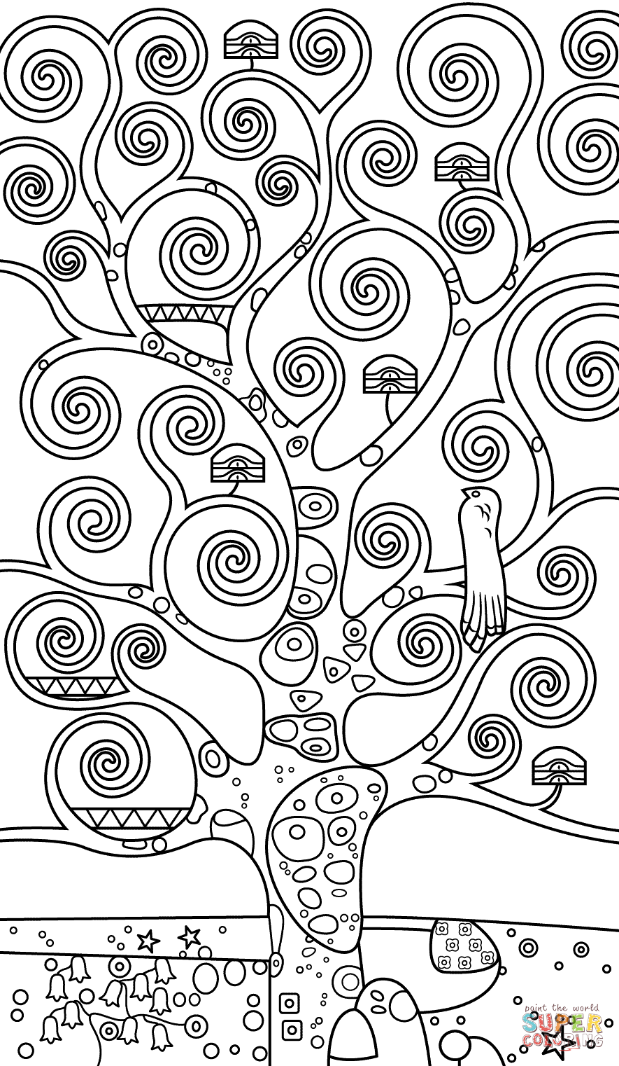 Tree of Life by Gustav Klimt coloring page | Free Printable