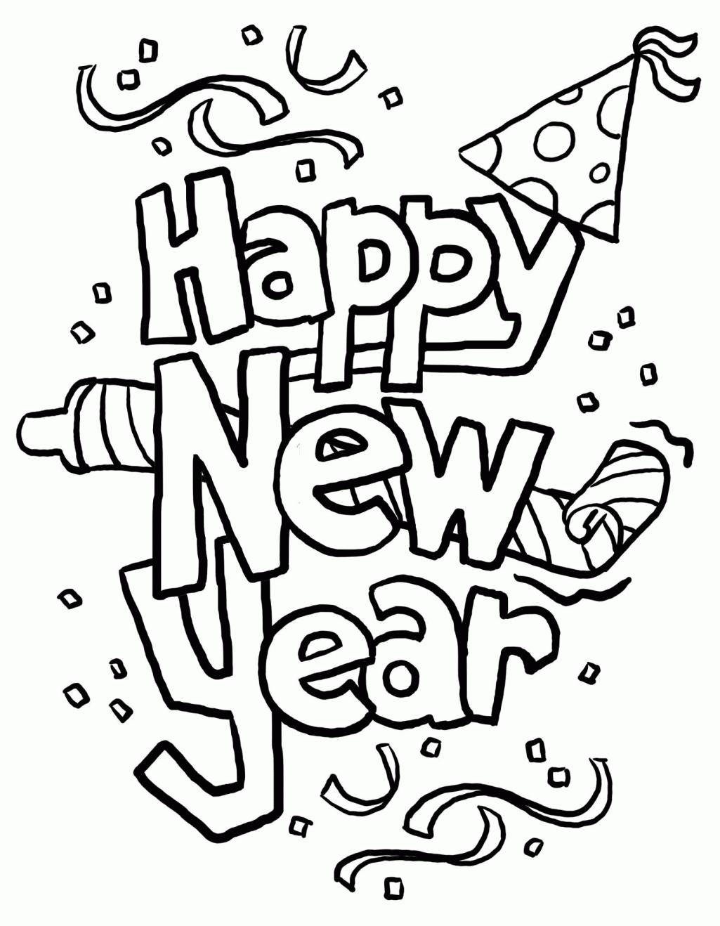 happy new years coloring page - Clip Art Library