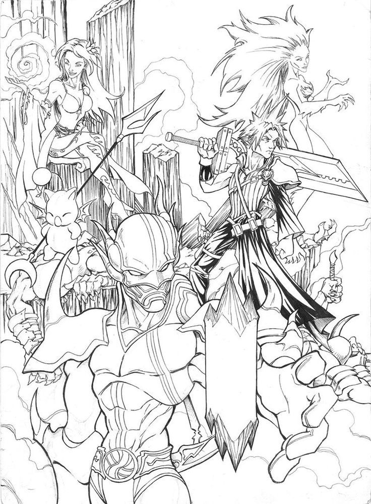 Final Fantasy Coloring Pages | Fantasy colouring pages 