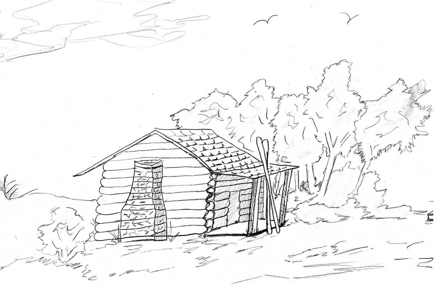  Log House Coloring Pages - Log Cabin Clip Art Black