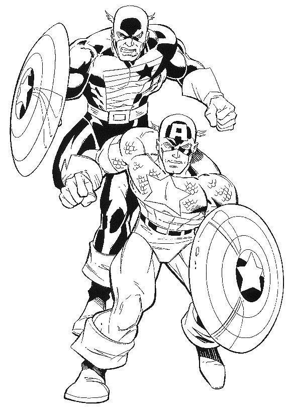 Two Captain America Daredevil Coloring Pages - Captain America