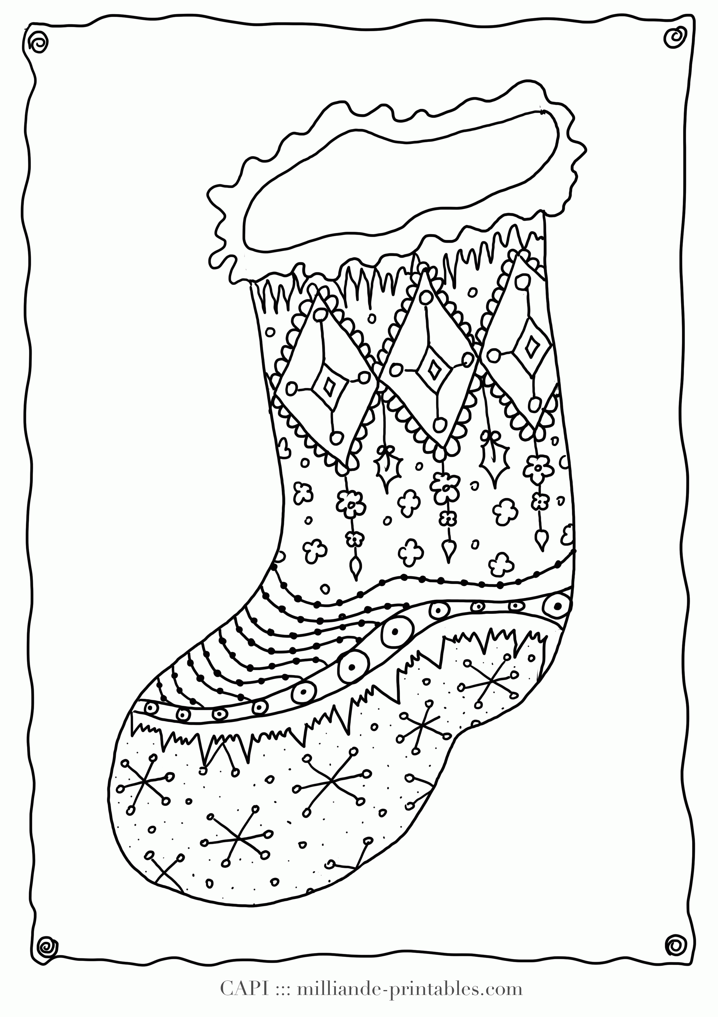 Christmas Coloring Page Stocking, Milliandes Free Christmas