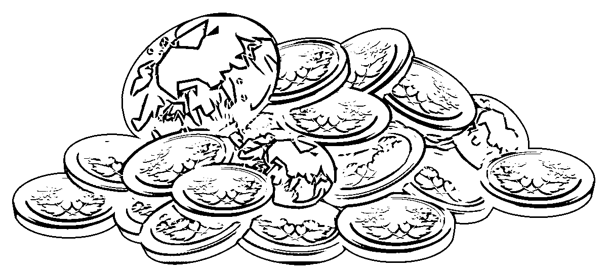 Gold Coins and Diamonds Treasure Coloring page