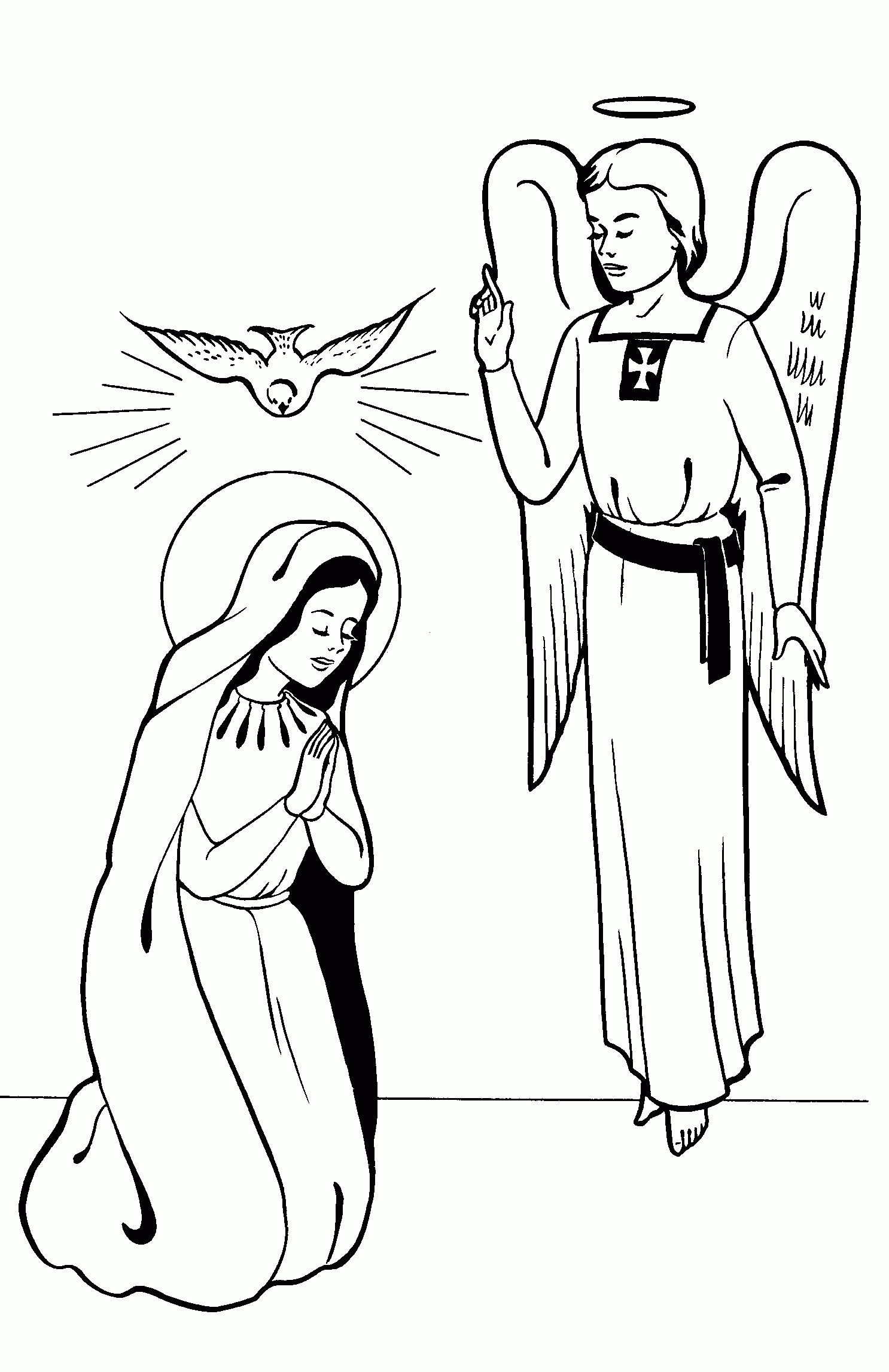Free Mary And Angel Coloring Page, Download Free Mary And Angel